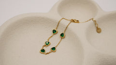 Lucia - Luxurious Green Zircon Heart Bracelet with Gold Plated Accents