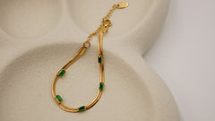 Radiant Green Zircon Bracelet with Gold Plated Setting