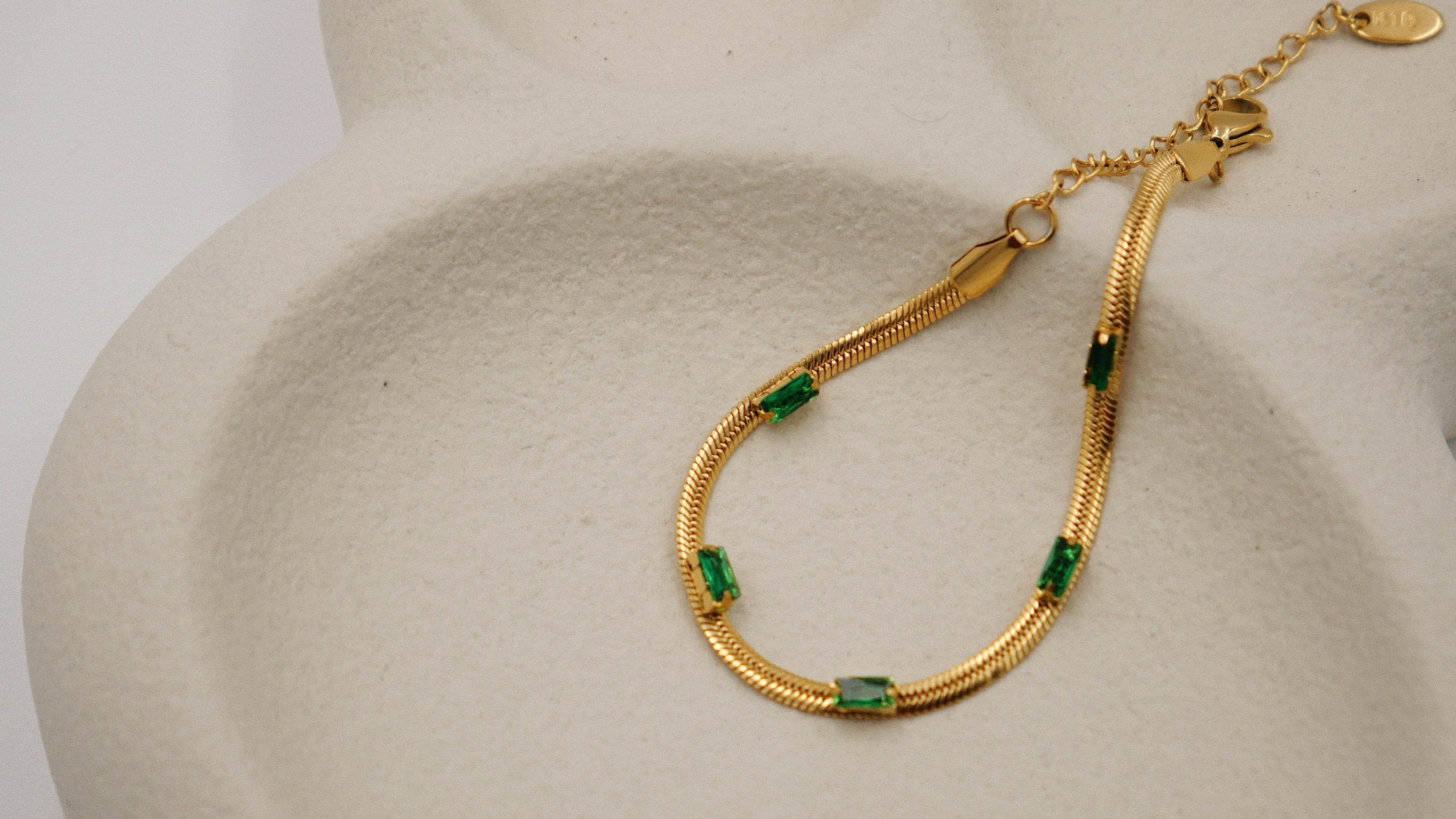 Radiant Green Zircon Bracelet with Gold Plated Setting