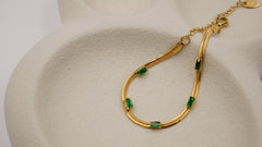 Radiant Green Zircon Bracelet with Gold Plated Setting