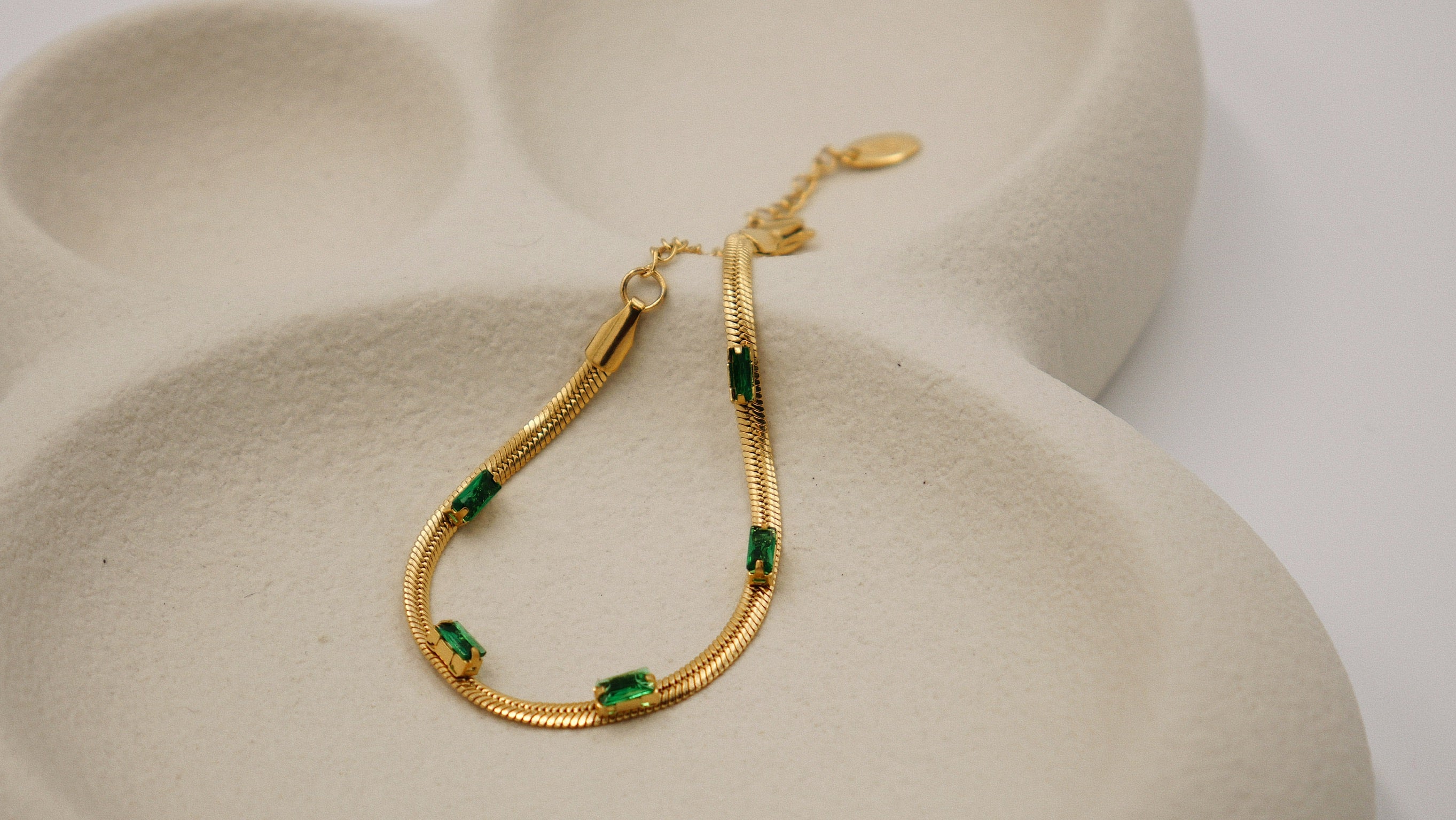 Radiant Green Zircon Bracelet with Gold Plated Setting