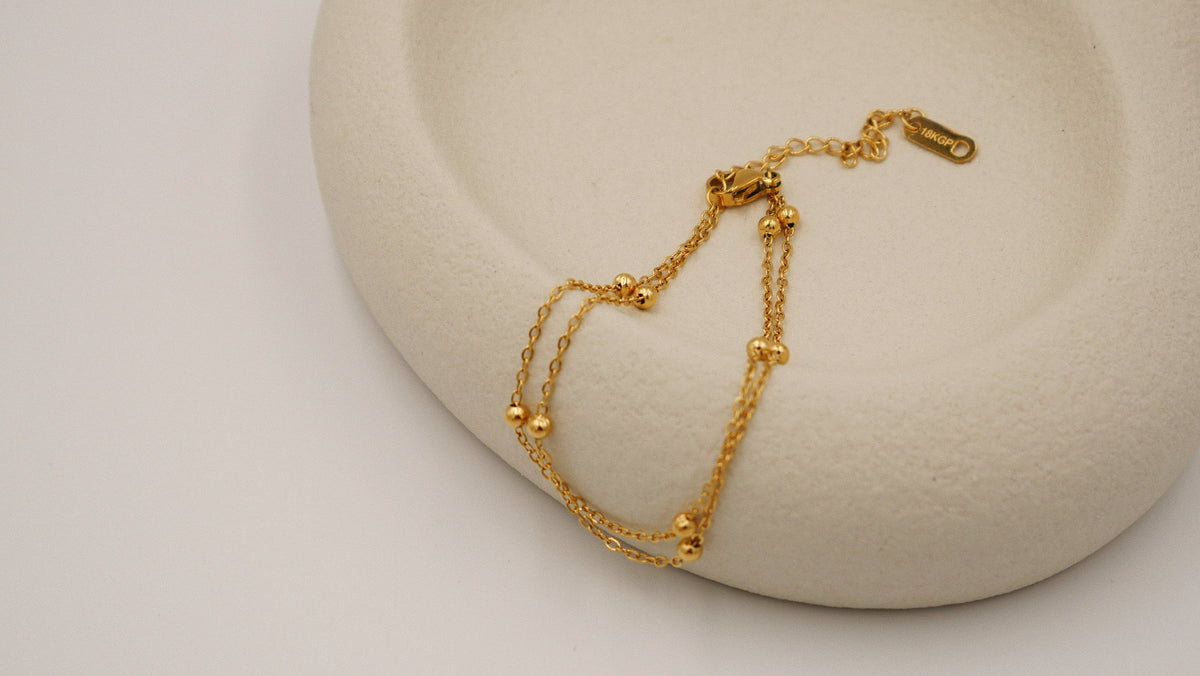 Nova - Sophisticated Gold Plated Bracelet with Double Chain