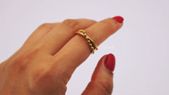 Valen - 18K Gold Plated Beaded Dual Band Ring