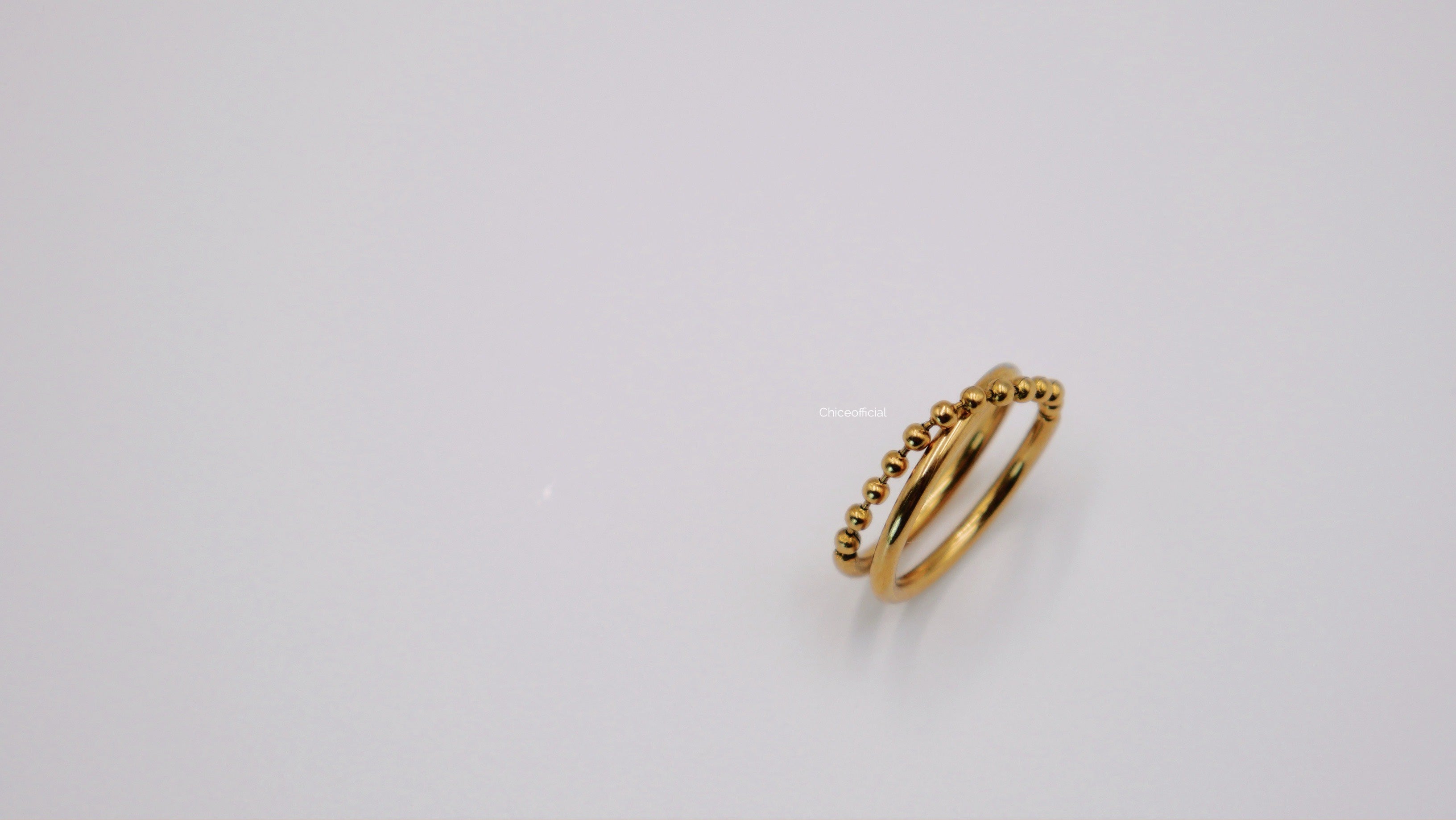 Valen - 18K Gold Plated Beaded Dual Band Ring