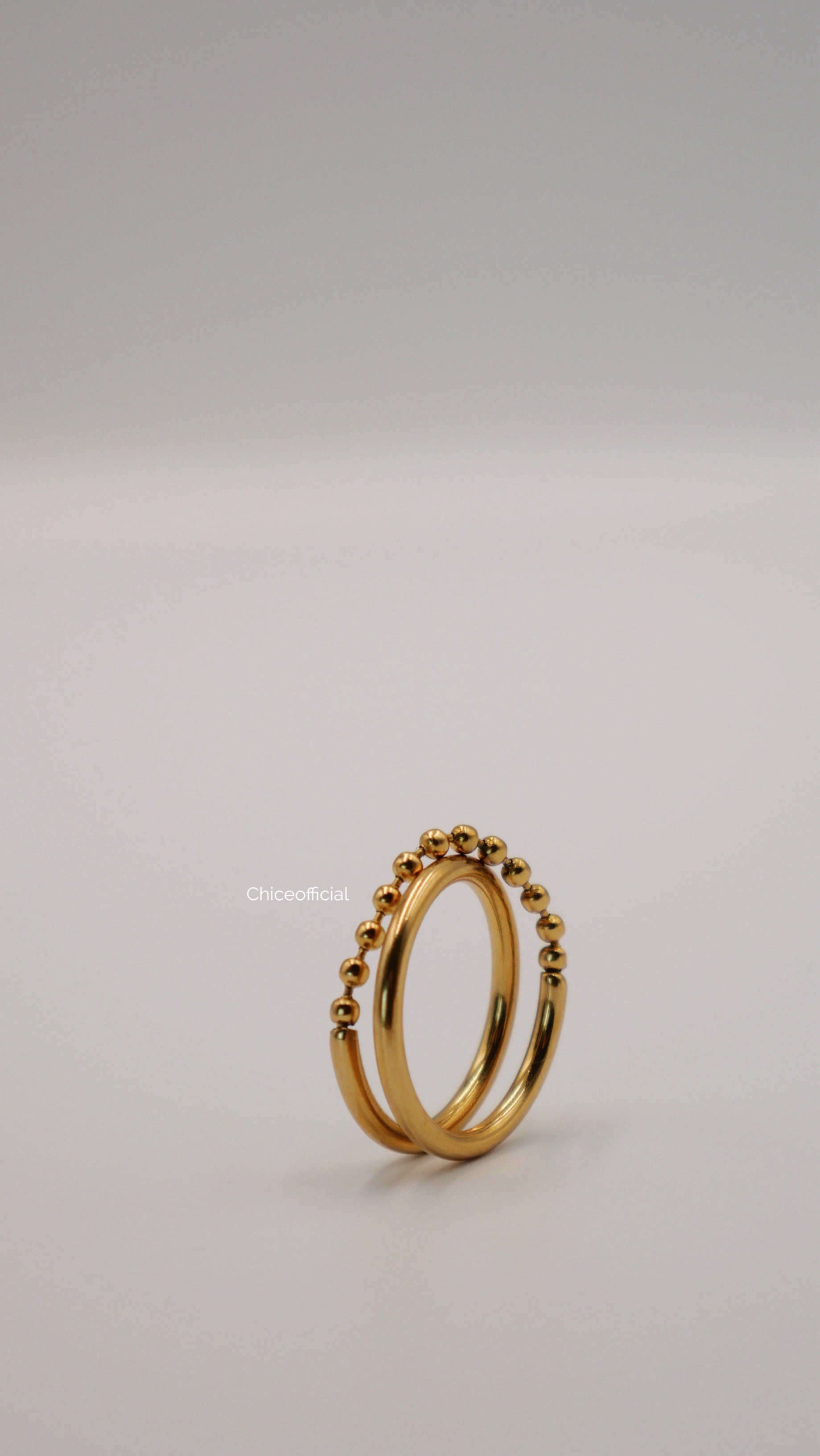 Valen - 18K Gold Plated Beaded Dual Band Ring