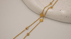 Lily - Vintage Four-Leaf Clover Charm Necklace - 18K Gold Plated with Zircon Inlay